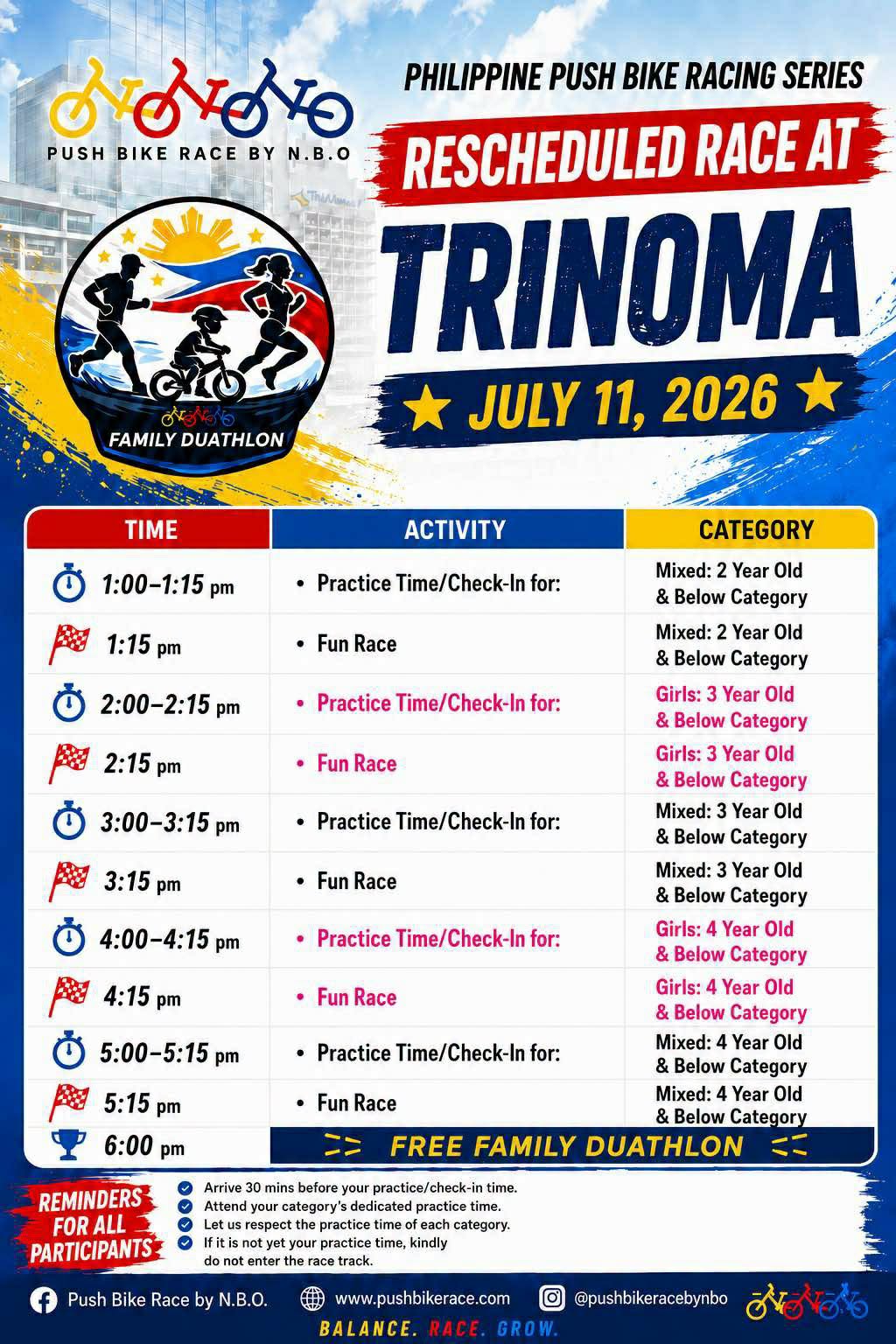 PBR Trinoma schedule
