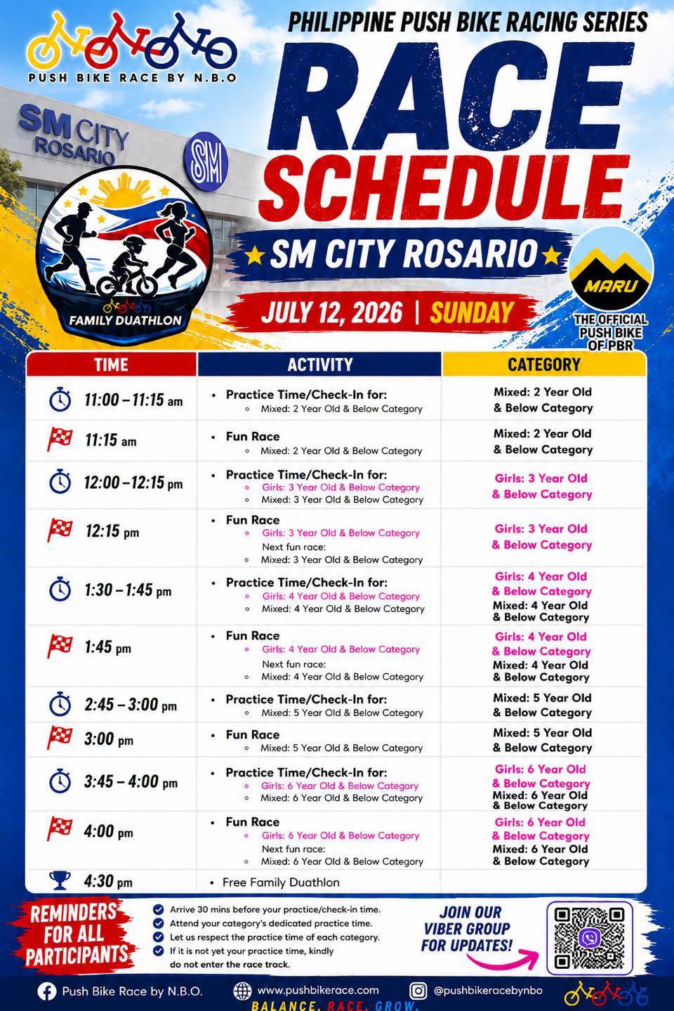 PBR SM City Rosario schedule
